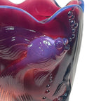 Vintage Fenton plum opalescent Koi Atlantis vase with aquatic motif