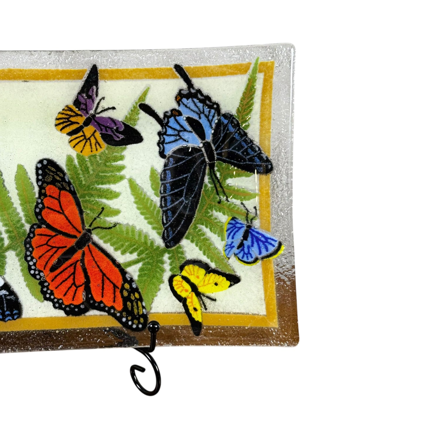 Rare Retired Peggy Karr Fused Glass Butterfly Tray - Signed Vintage Art Glass Jewelry Console Dish