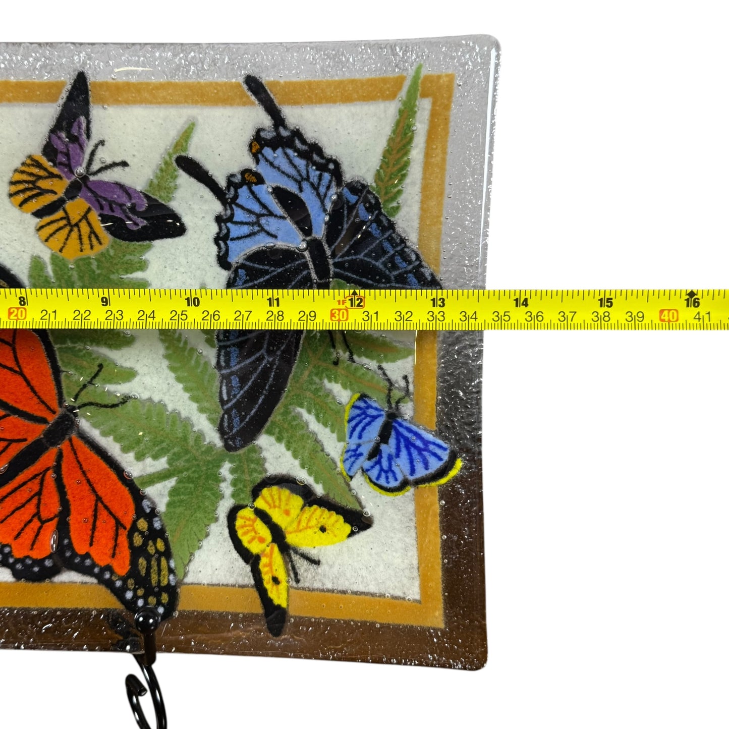 Rare Retired Peggy Karr Fused Glass Butterfly Tray - Signed Vintage Art Glass Jewelry Console Dish