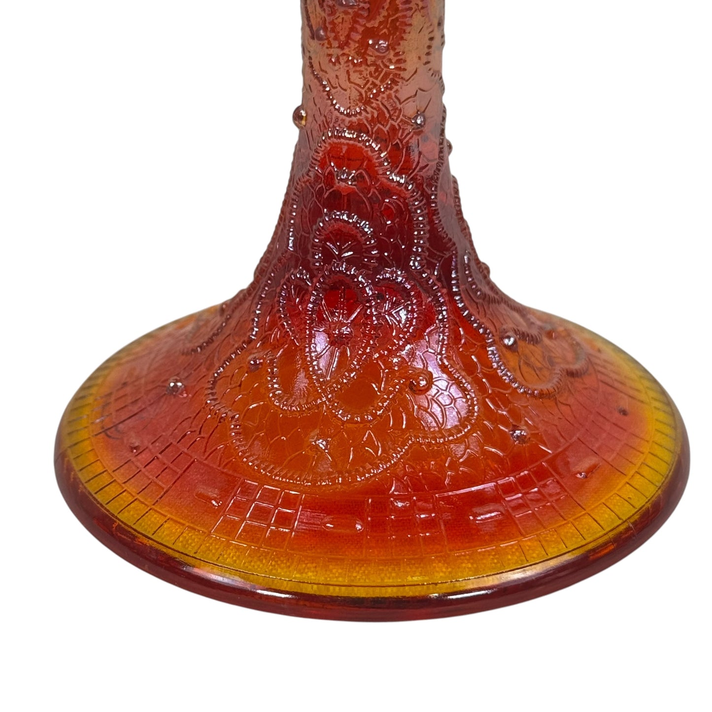 Fenton carnival glass pedestal bowl with Persian Medallion pattern