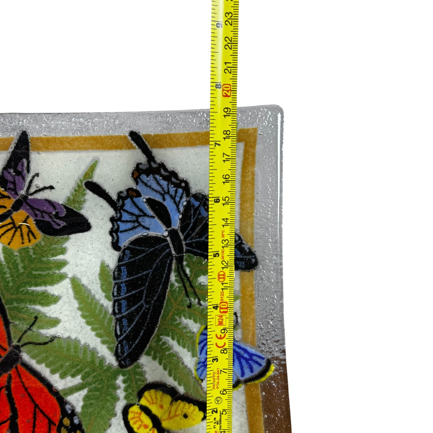 Rare Retired Peggy Karr Fused Glass Butterfly Tray - Signed Vintage Art Glass Jewelry Console Dish