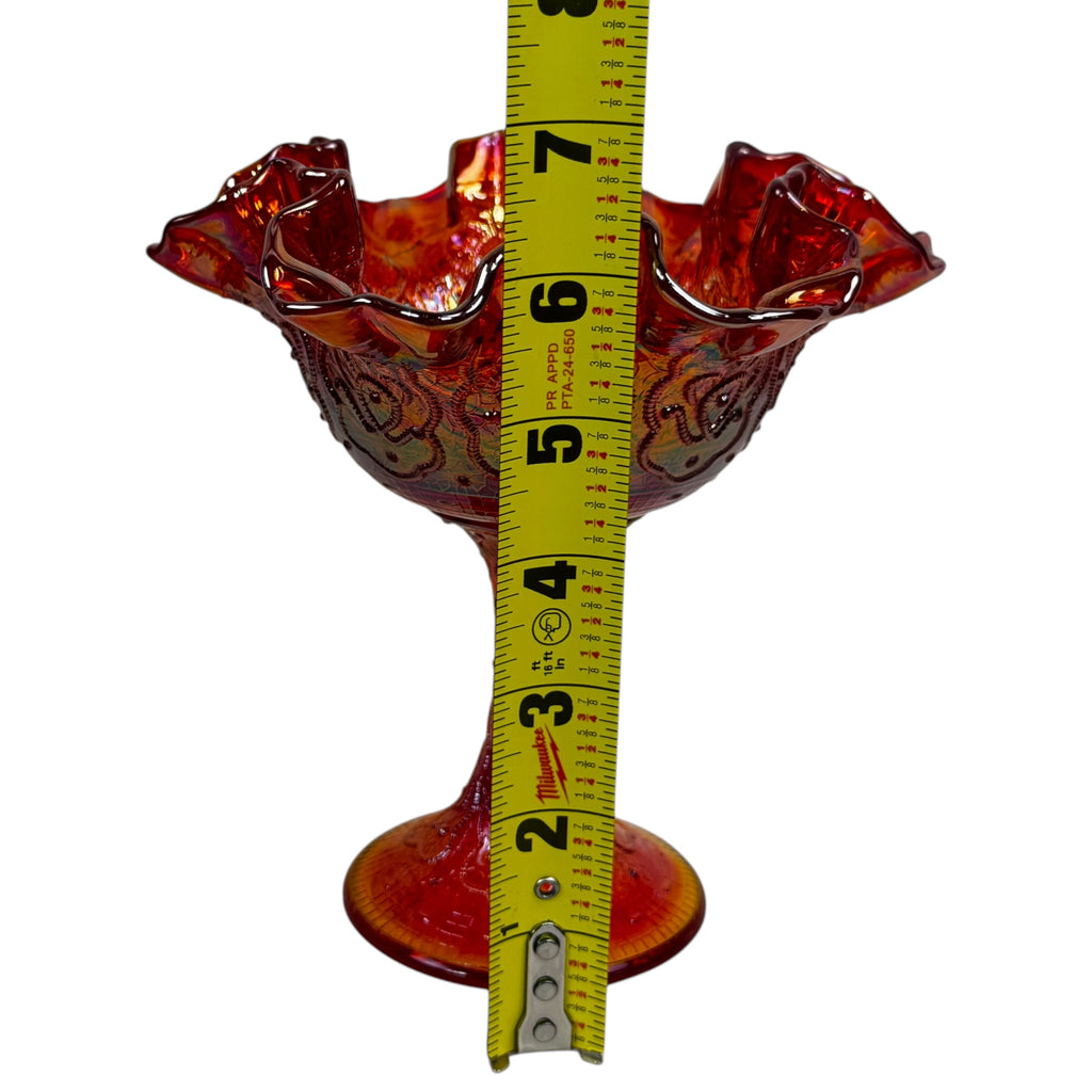 Fenton Persian Medallion Carnival Compote in Amberina Orange