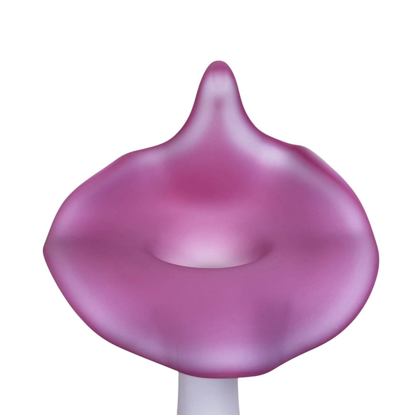 Fenton satin pink glass vase with floral decoration and milk glass base