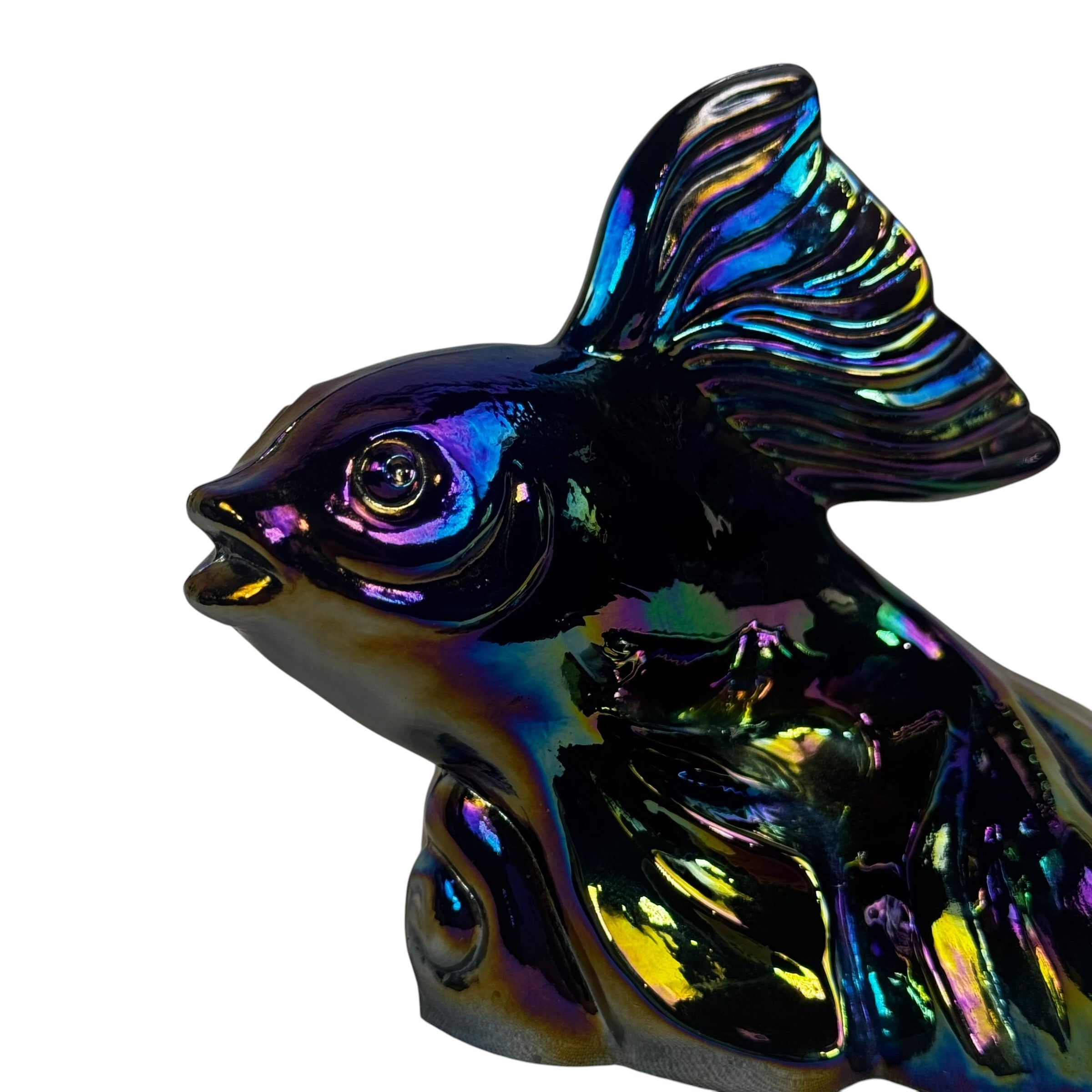 Fenton Art Glass koi fish sculpture in Favrene glass