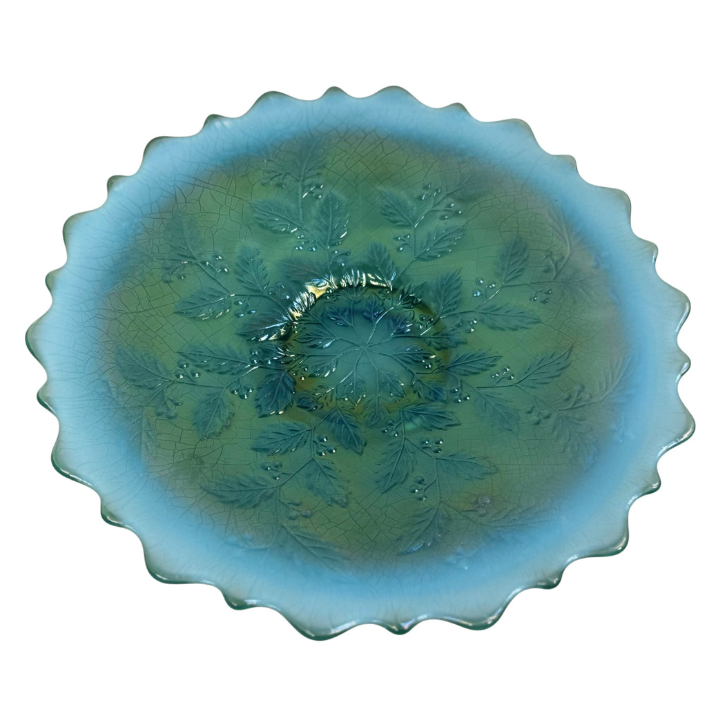 Fenton Art Glass Holly Celeste display plate