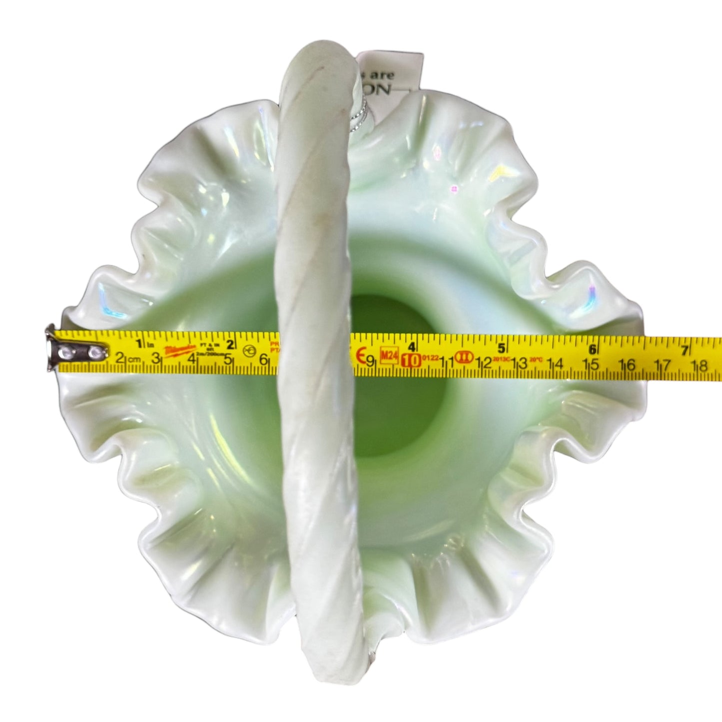 Vintage Fenton Victorian Bouquet Sea Green Satin Glass Basket – Hand Painted Floral Art Glass Collectible