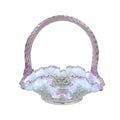 Fenton French Opalescent Dusty Rose Easter basket with ruffled edge