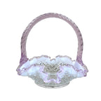 Fenton French Opalescent Dusty Rose Easter basket with ruffled edge
