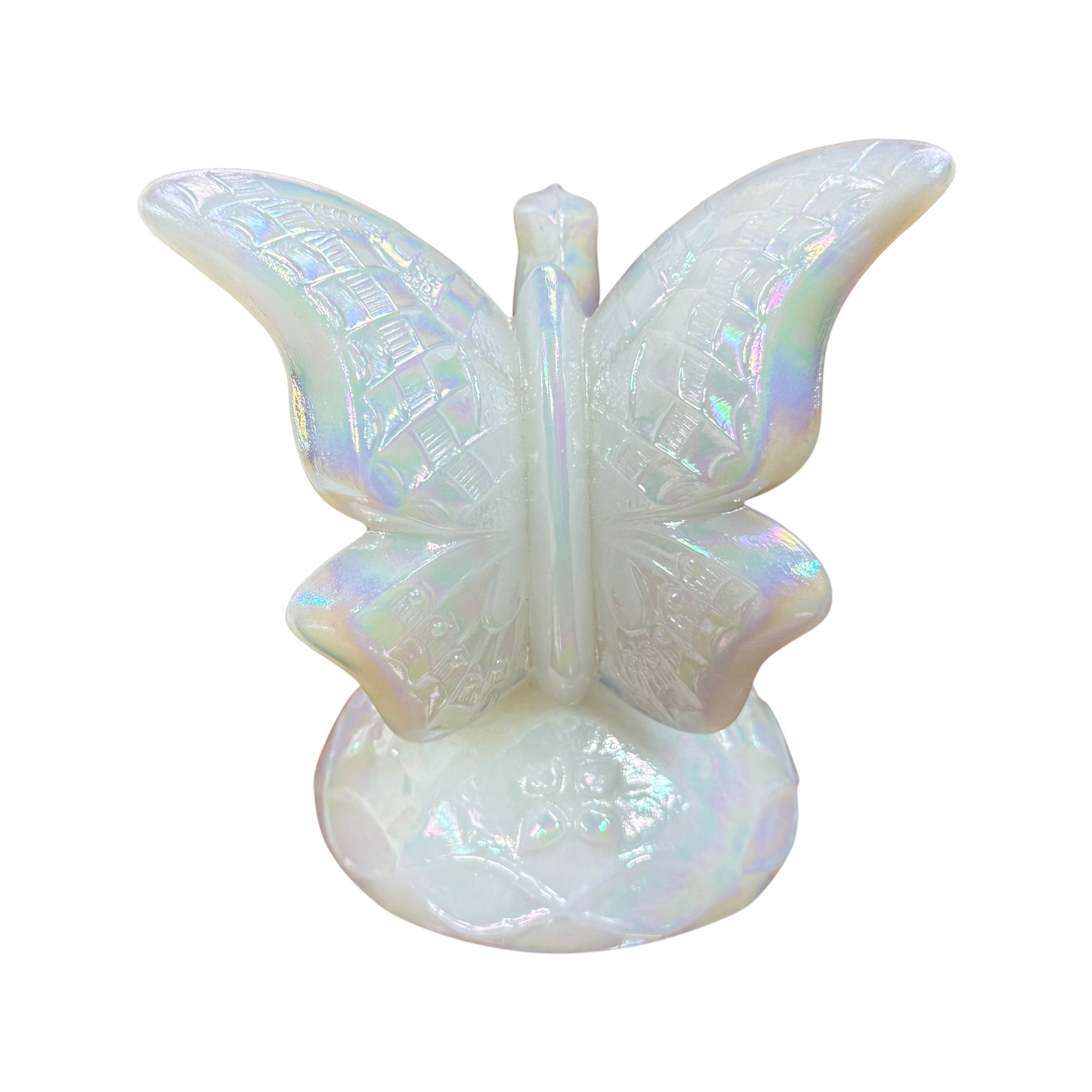 Fenton Art Glass butterfly on branch jewelry holder