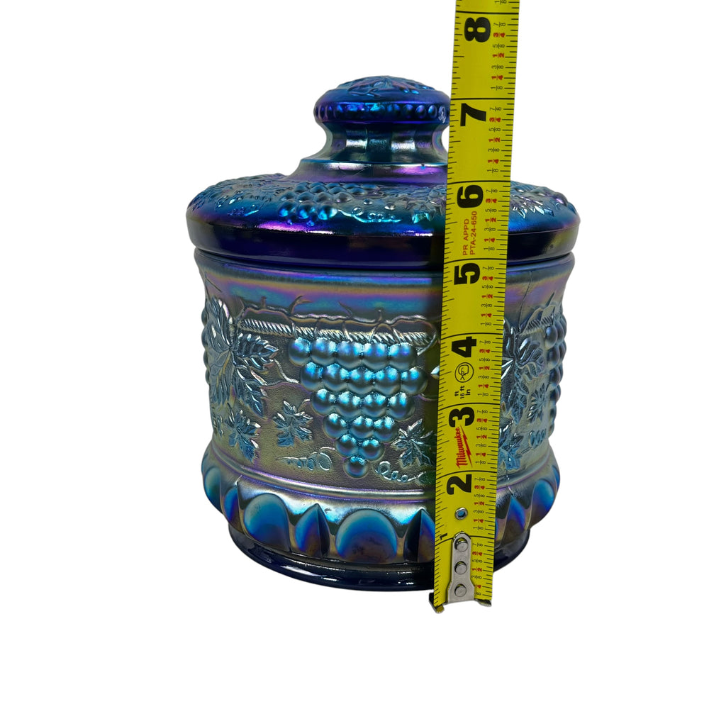 Fenton Favrene Carnival Glass Grape & Cable Tobacco Jar