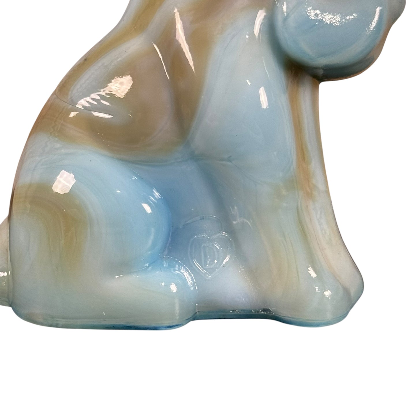 SALE | Vintage Degenhart Pooch Bulldog Figurine Powder Blue Slag -- Mid Century Art Glass Collectible