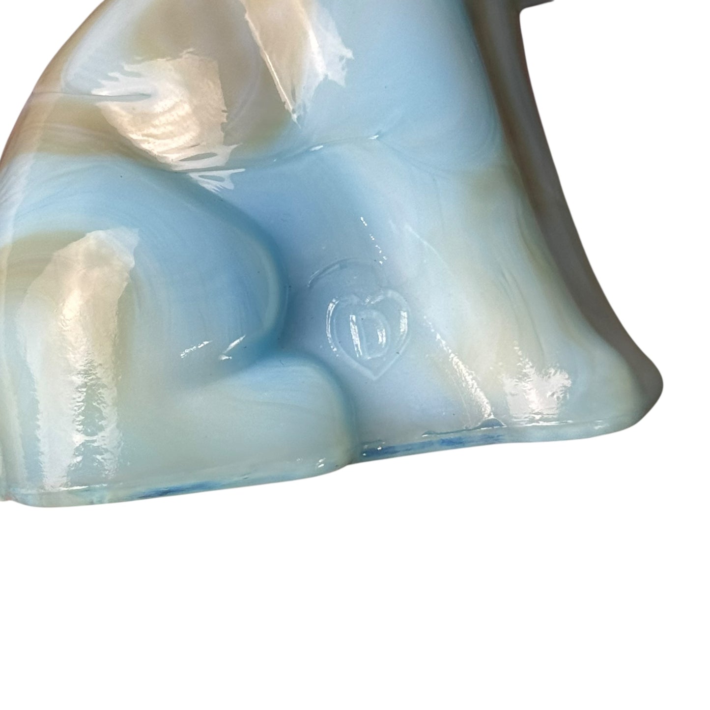 SALE | Vintage Degenhart Pooch Bulldog Figurine Powder Blue Slag -- Mid Century Art Glass Collectible