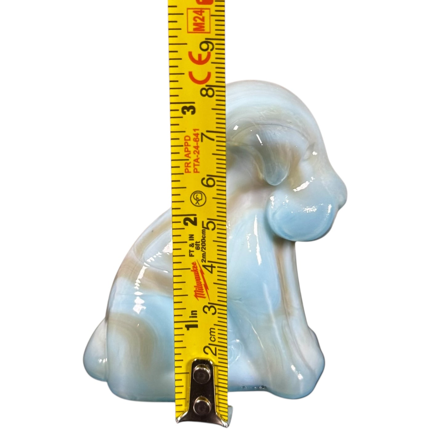 SALE | Vintage Degenhart Pooch Bulldog Figurine Powder Blue Slag -- Mid Century Art Glass Collectible