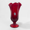 Fenton Ruby Red handkerchief vase with ruffled rim