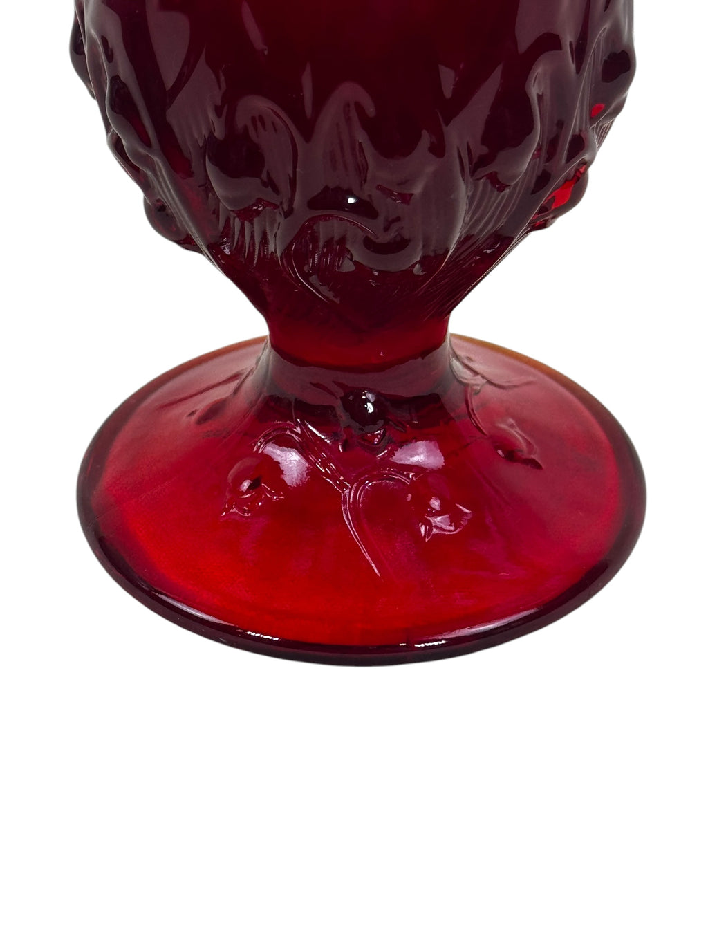 Elegant ruby red Fenton vase with flowing handkerchief edge