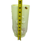 Fenton Burmese UV reactive Mandarin relief vase