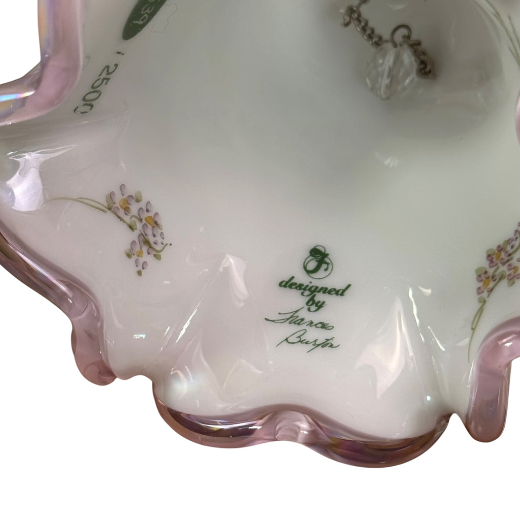 Fenton floral art glass designer bell by Frances Burton