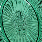 Green art glass Frog on Nest trinket dish