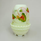 Fenton Burmese fairy light with hand-painted Leaf and Scroll design