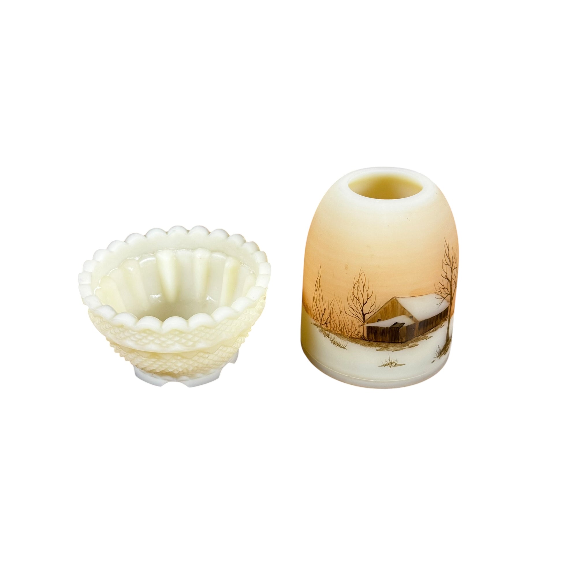 Fenton cottage scene fairy lamp collectible art glass