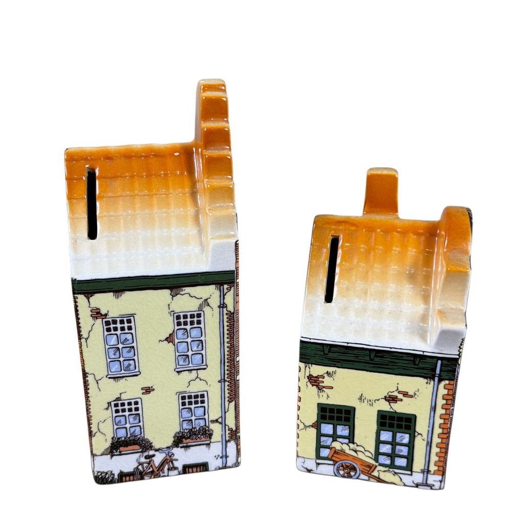 Set of four Holland Delft ceramic canal house collectibles
