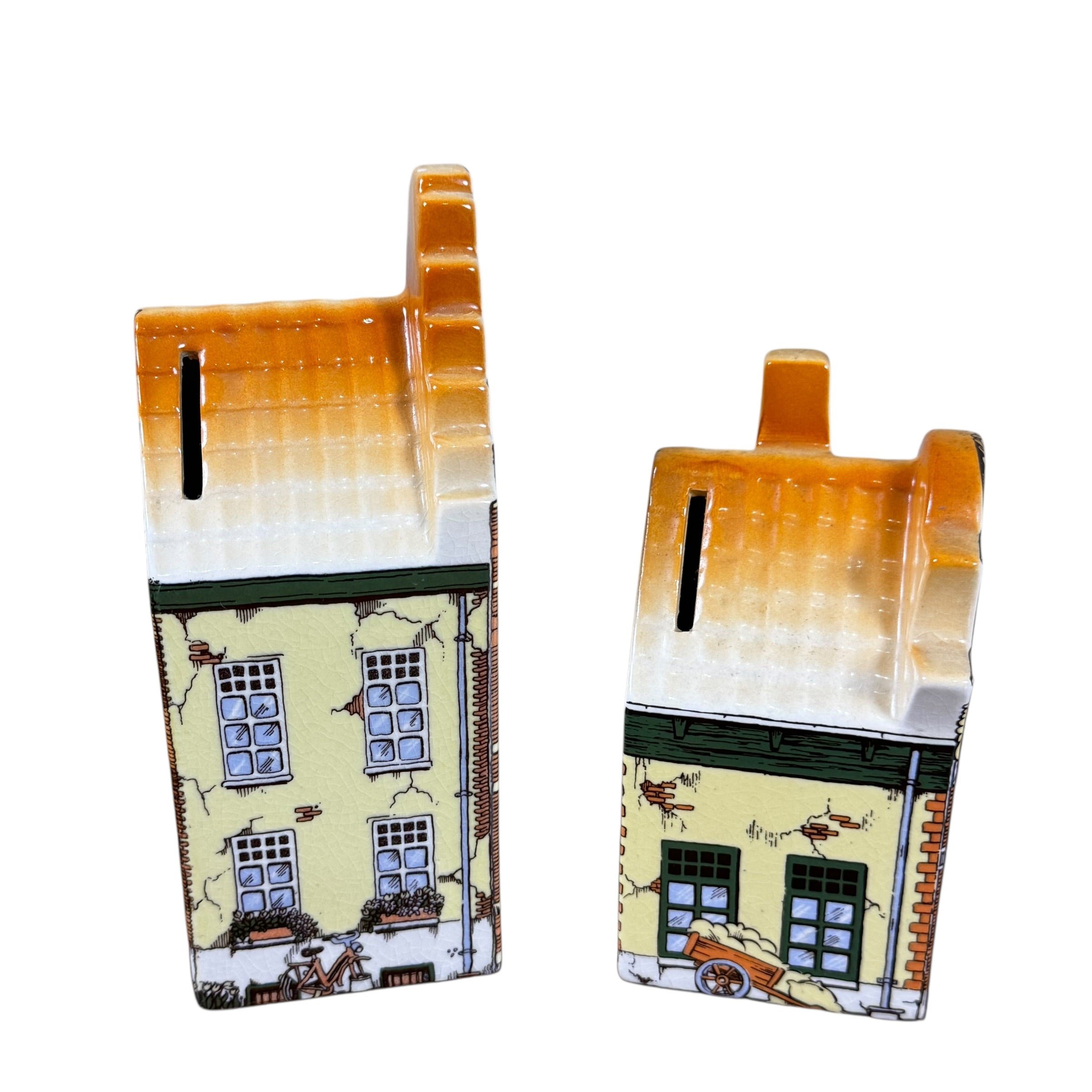 Set of four Holland Delft ceramic canal house collectibles