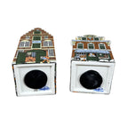 Vintage Holland Delft Hand Painted Canal Houses Coin Banks Set of 4 – Polychrome Porcelain Collectibles with Stoppers