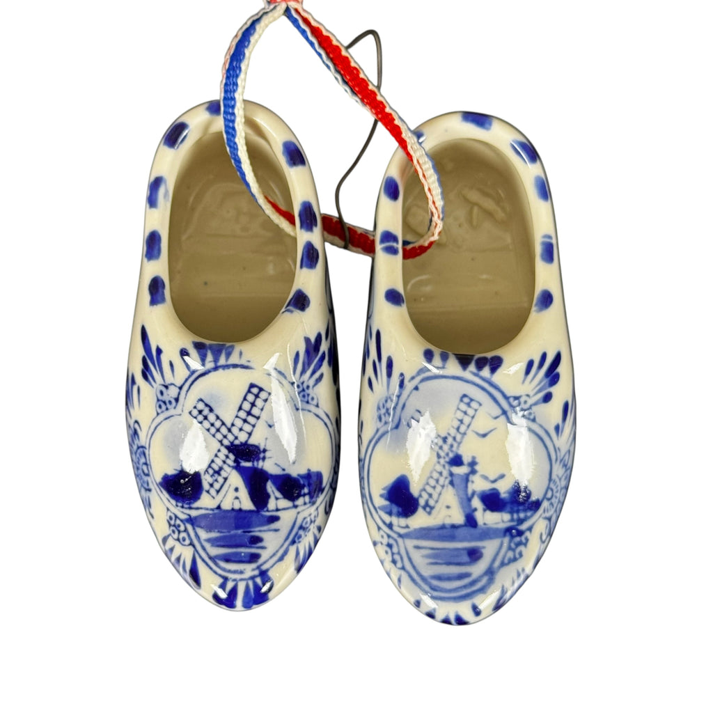 Vintage style porcelain Dutch clogs blue and white decor