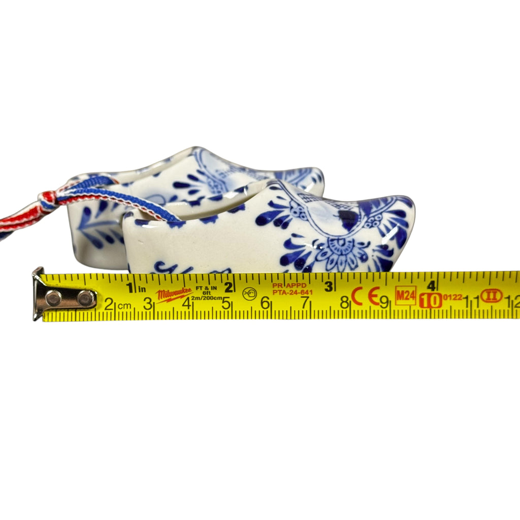 Hand Painted Blue Delft Dutch Shoes Ornament – Porcelain Miniature Windmill Clogs from Holland