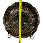 Robert Fishman Studio Pottery Chip & Dip Set – Hand Thrown Ceramic with Etched Leaf Motif