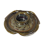 Robert Fishman Studio Pottery Chip & Dip Set – Hand Thrown Ceramic with Etched Leaf Motif