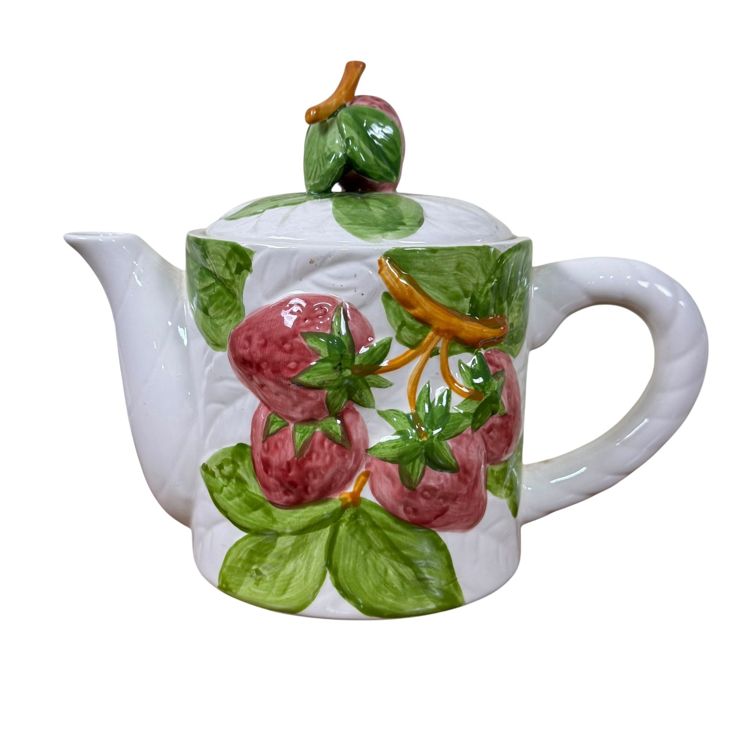 Strawberry cottagecore ceramic teapot made in Japan