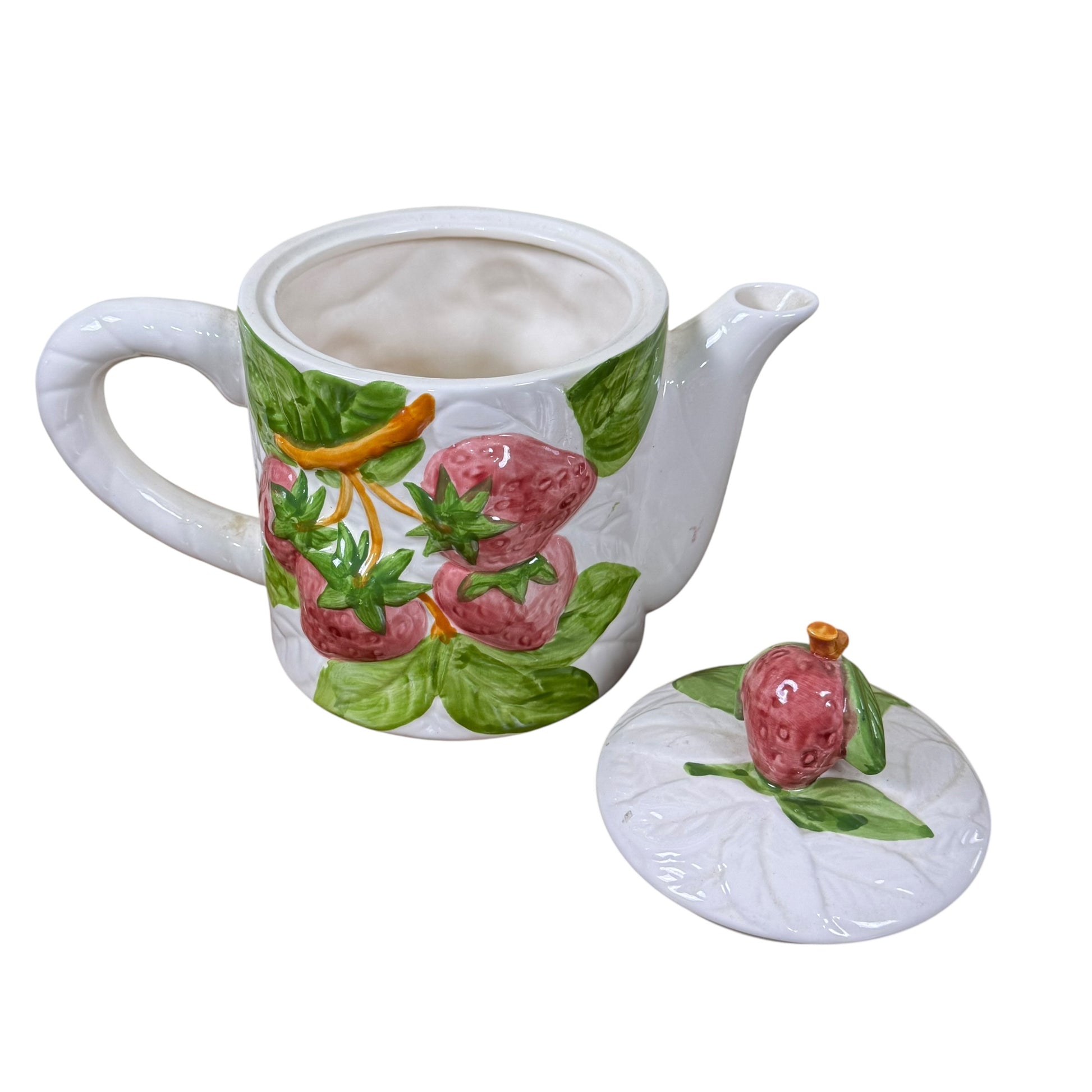 1987 Shafford fruit patterned teapot farmhouse decor