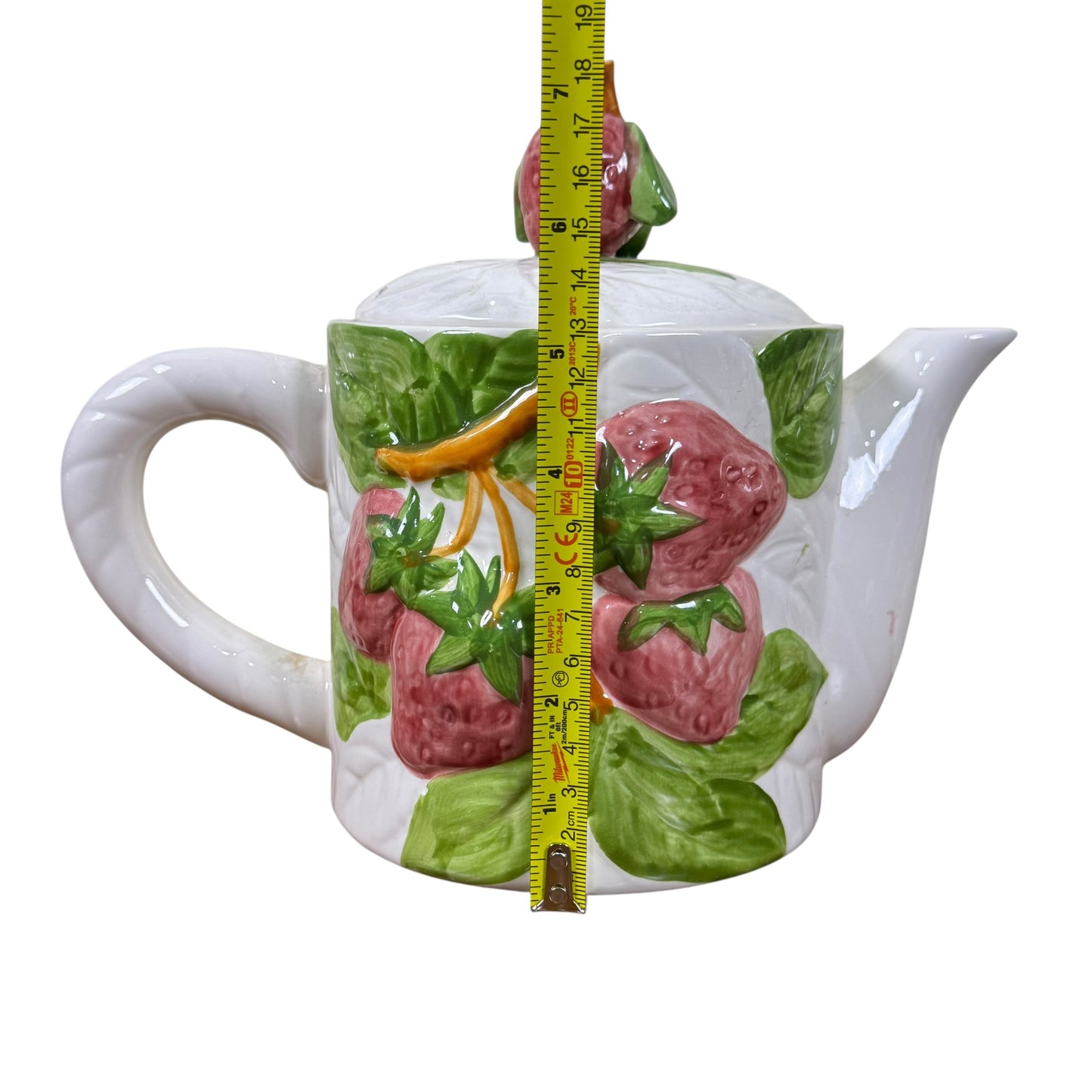 Vintage Shafford Fruit Du Jour Strawberry Teapot – Embossed Cottage Style Ceramic Made in Japan