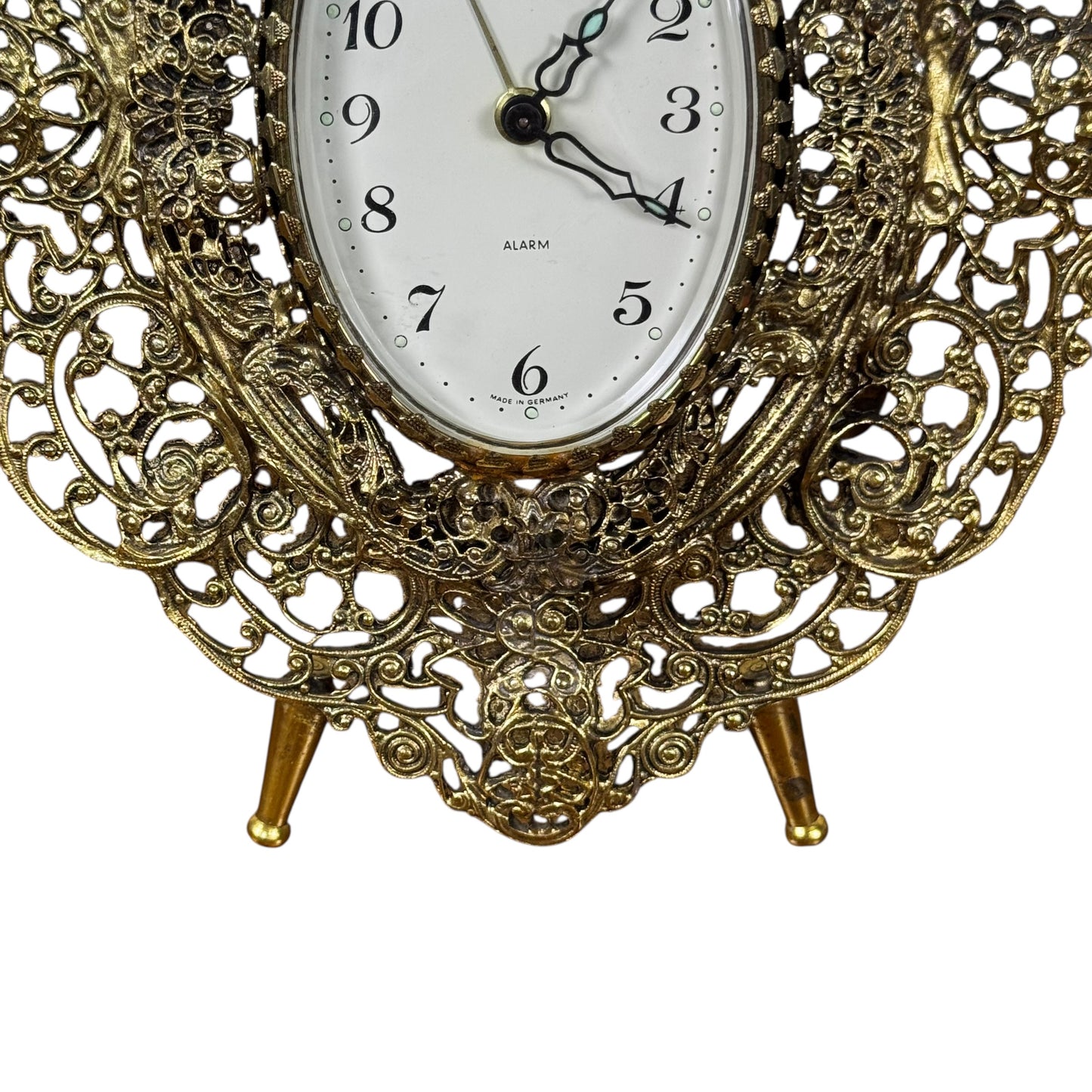 Antique style brass clock dark academia home decor