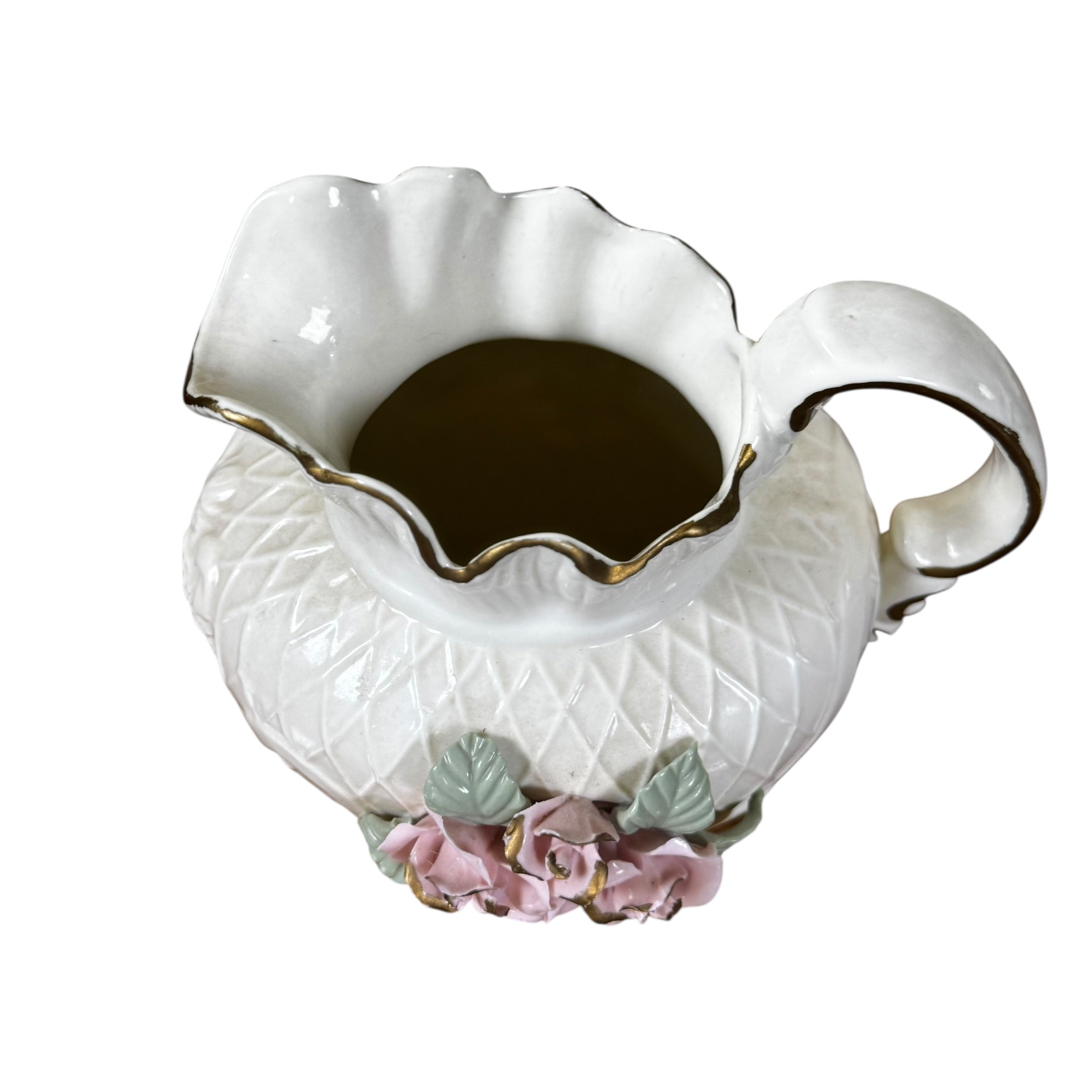 Capodimonte style floral porcelain decor piece