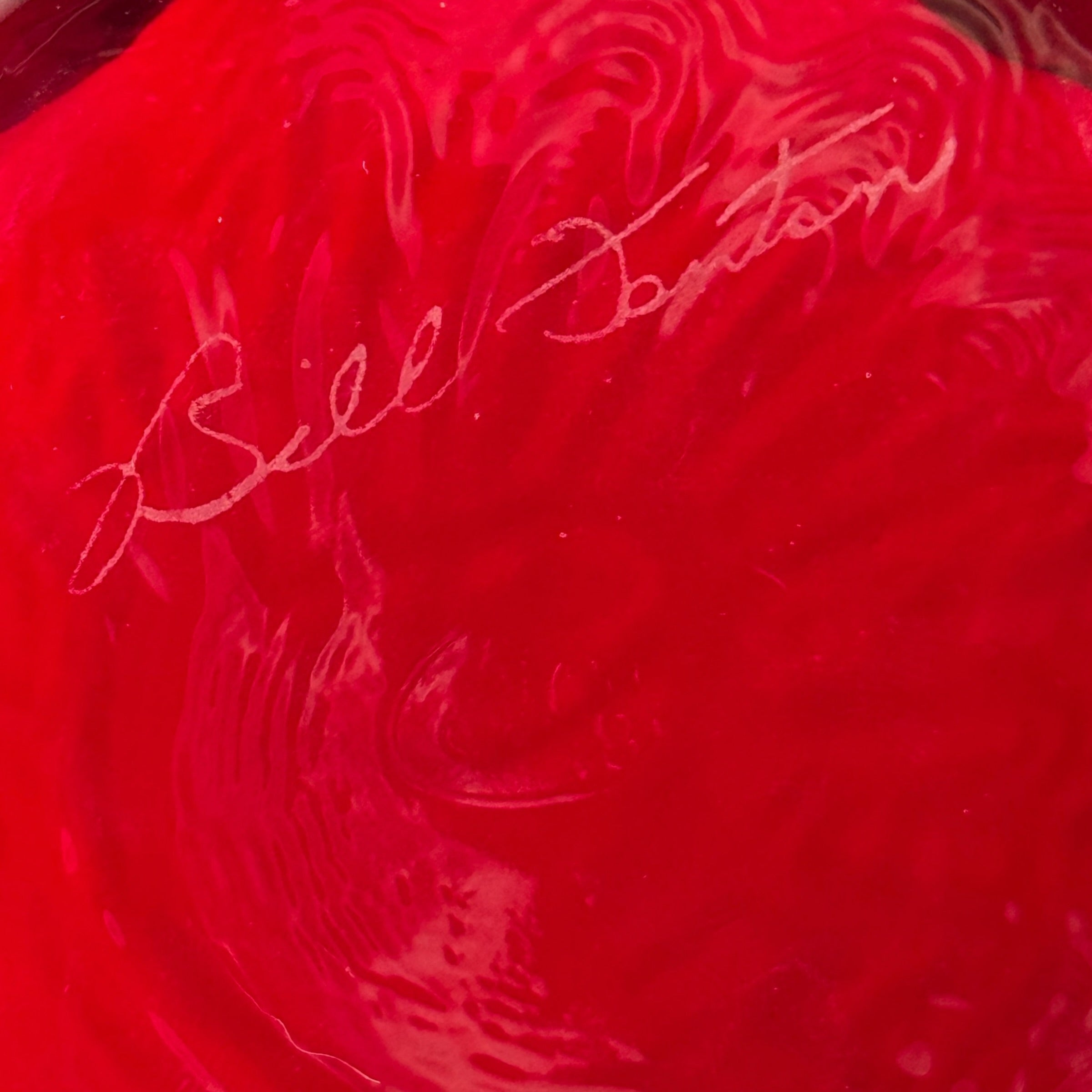 Family Signature Fenton 11-inch ruby red art glass vase