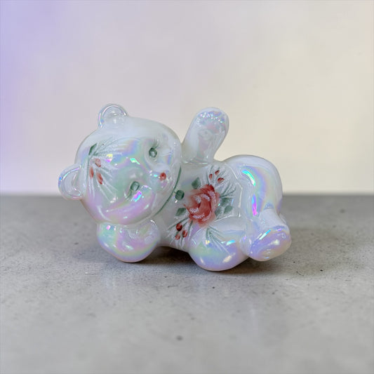 Fenton art glass reclining bear figurine opalescent iridescent glass