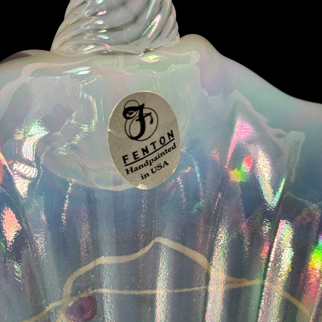 Fenton Royal Lenten Rose art glass basket