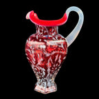 Vintage Fenton cranberry opalescent glass pitcher with applied handle
