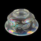 Iridescent opal Fenton koi glass bowl