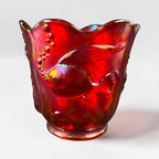 Fenton Ruby Red Carnival Koi Atlantis limited edition vase