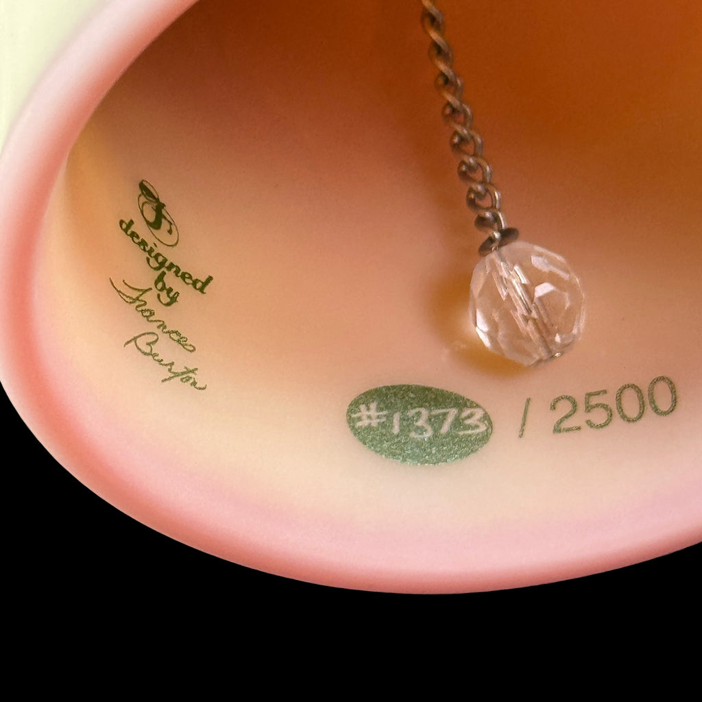Fenton Rose Medallion Burmese Glass Bell – Limited Edition with Original Box
