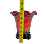 Ruby red satin stretch glass Fenton flip vase