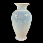 Artist signed Fenton white opalescent flower vase