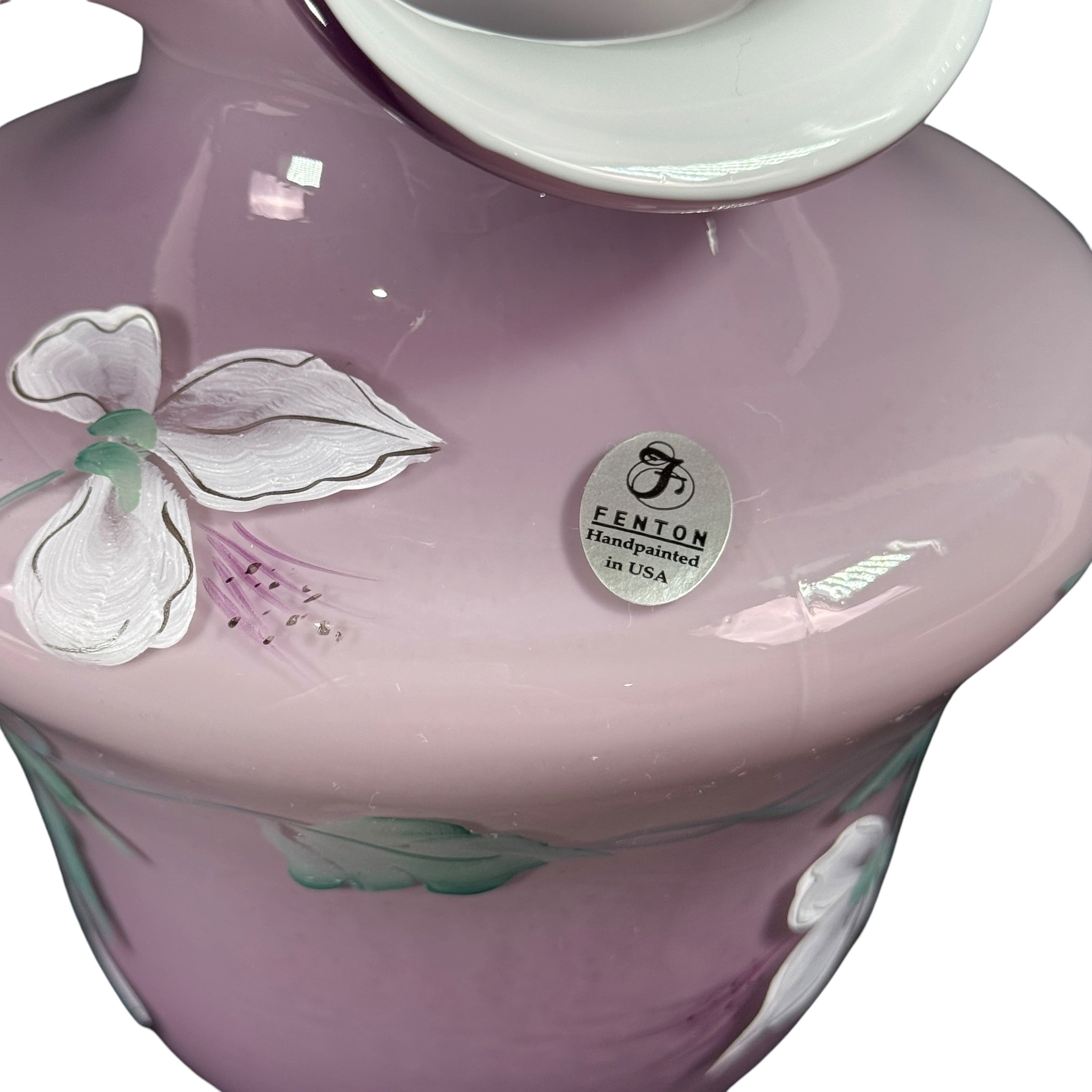 Purple overlay Fenton Museum Collection floral vase
