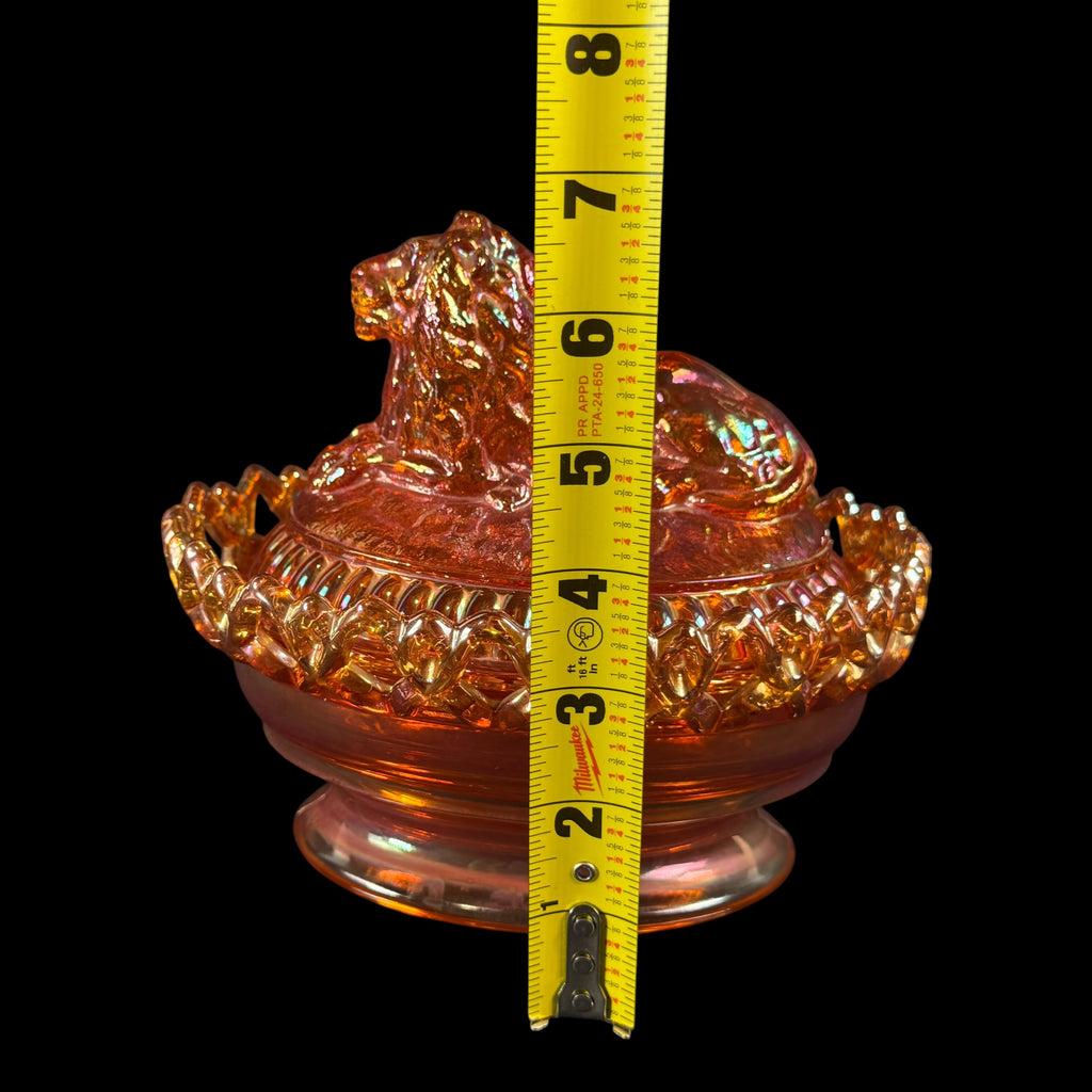 Imperial Marigold Carnival Lion on Nest Covered Dish