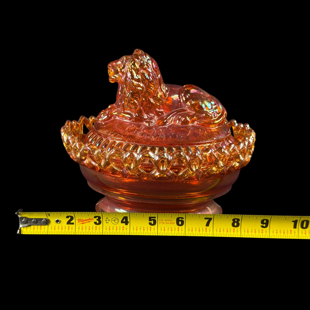 Imperial Marigold Carnival Lion on Nest Covered Dish