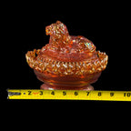 Imperial Marigold Carnival Lion on Nest Covered Dish