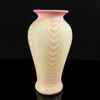 Fenton Burmese Pulled Feather uranium glass 9.5-inch vase